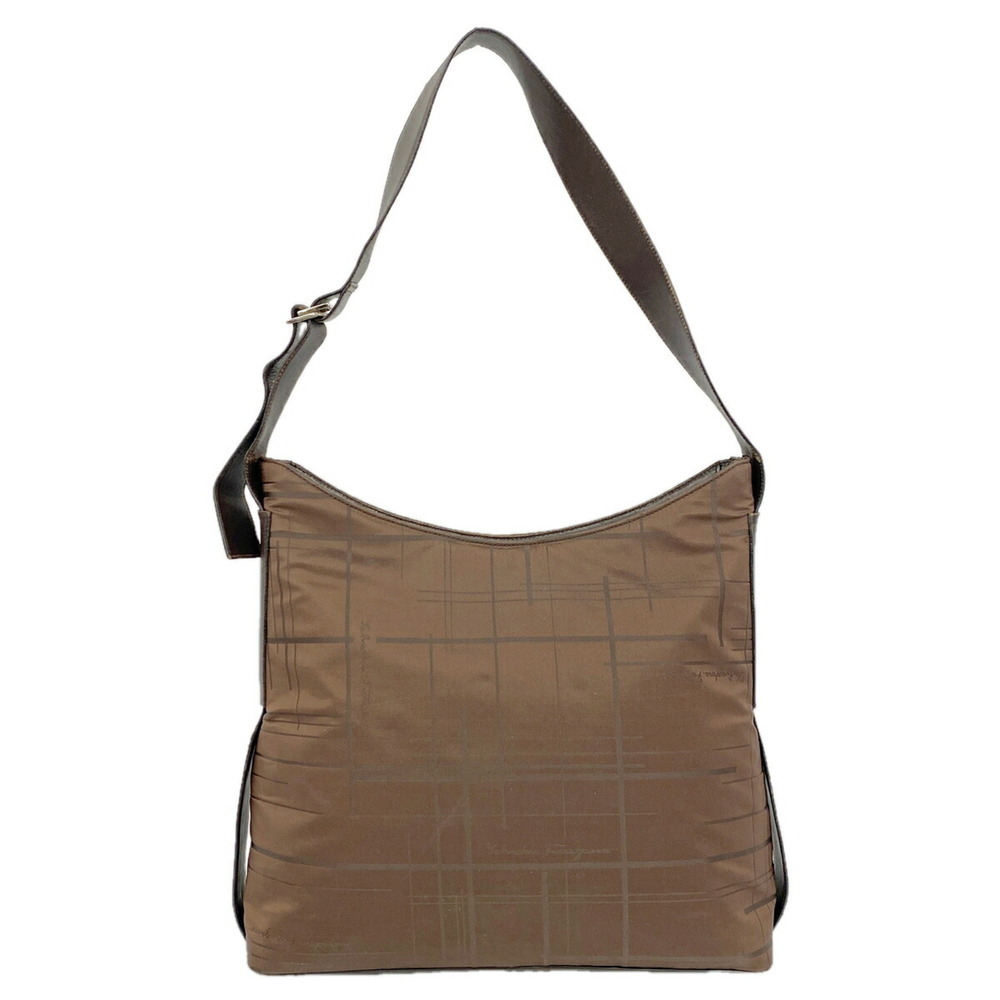 Salvatore Ferragamo Shoulder Bag, Nylon, Dark Brown, Women's